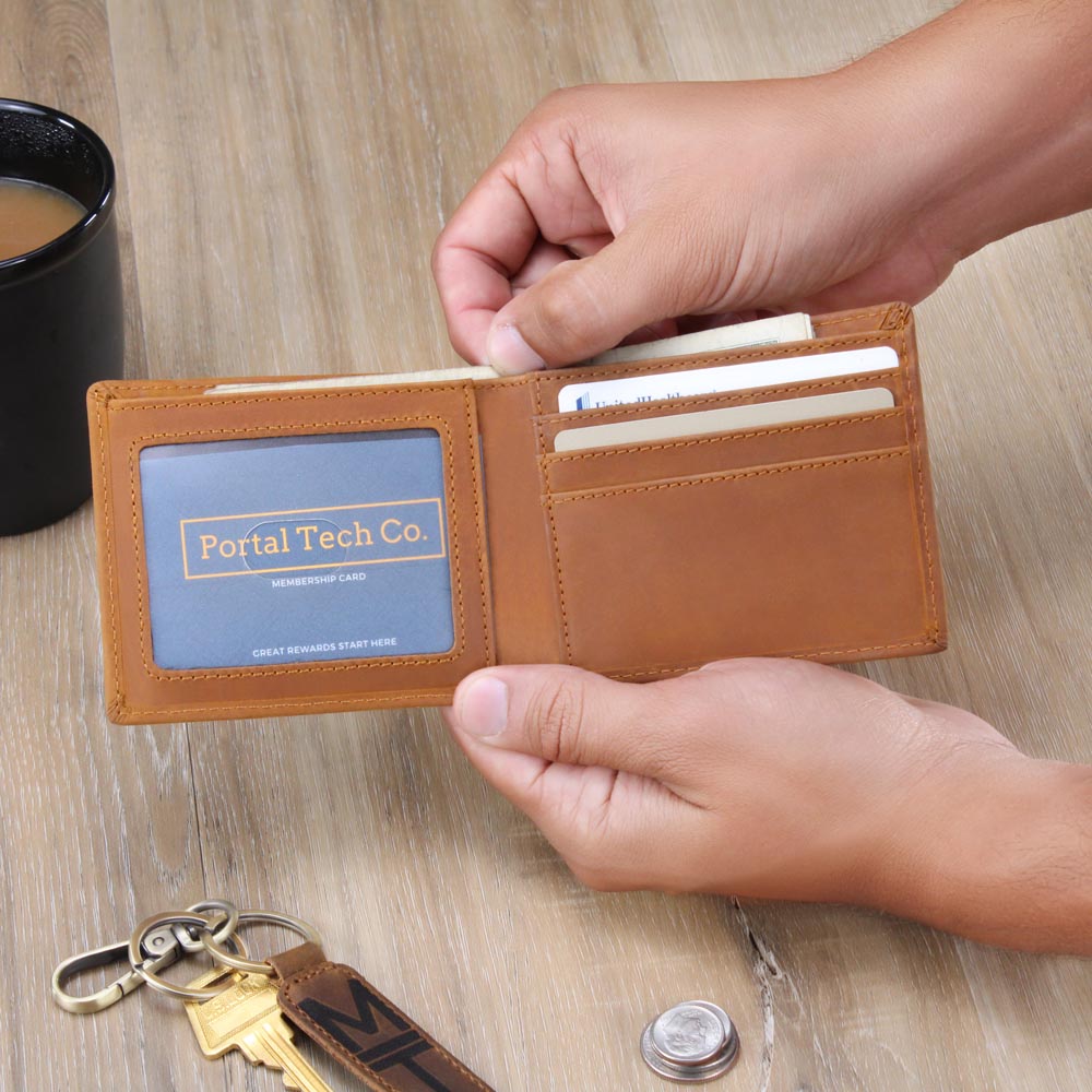 For HIM: Genuine Cowhide Leather Wallet with Graphic - Option 1