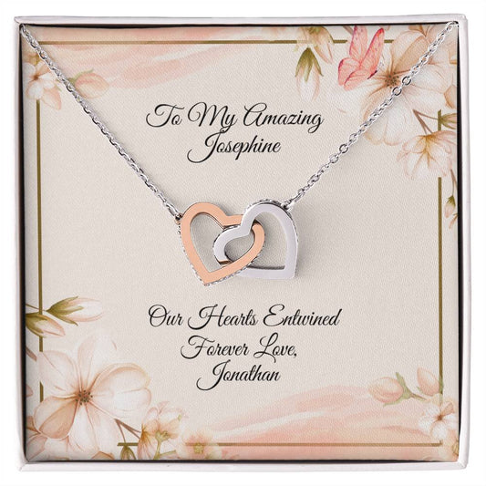 CUSTOM:  Interlocking Heart Necklace - Personalize Your Message.
